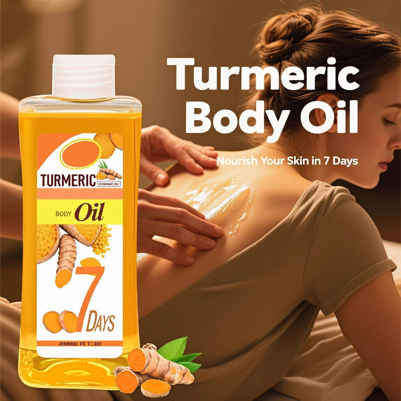 Turmeric Body Oil 200ml – Fast-Absorbing Natural Moisturizing Oil for Face & Body, Deep Hydration for All Skin Types