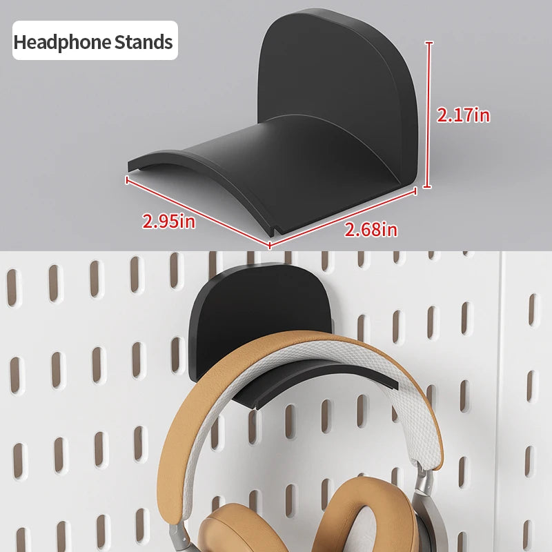 No-Drill Clamp-On Standing Pegboard Storage Organizer, Desktop Rack with DIY Accessories, Office Desk Stationery Holder Black Arc Hooks