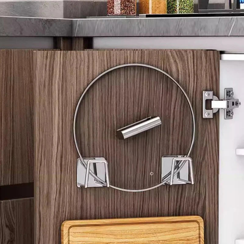 Stainless Steel Wall Mounted Pot Lid Rack for Kitchen Storage
