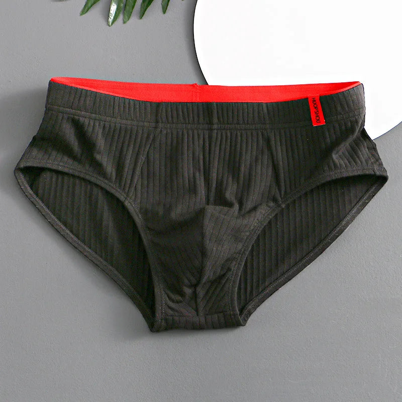 1/3PCS Men Briefs Mid Waist Elastic Soft Breathable Anti-septic U Convex Striped Solid Color Casual Men Underpants underwear men