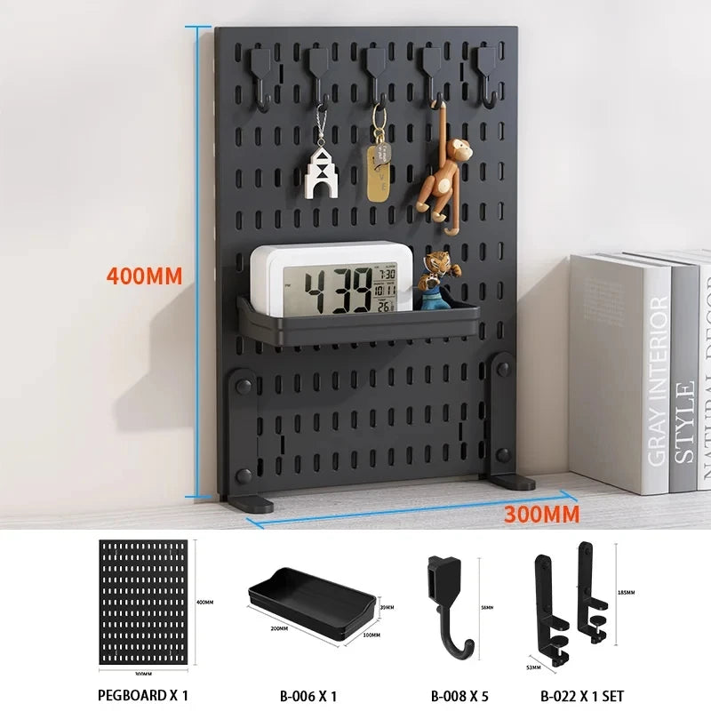 Customizable Desktop Pegboard Organizer No Drill For Gaming Desk Controller Headphone Figure Mouse Storage Hooks BK Clamp-On SET 1