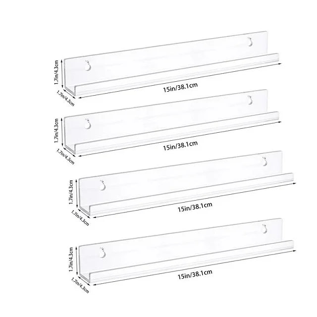 Acrylic Vinyl Record Shelf for Album Cover Wall Displays 4pieces-15inch