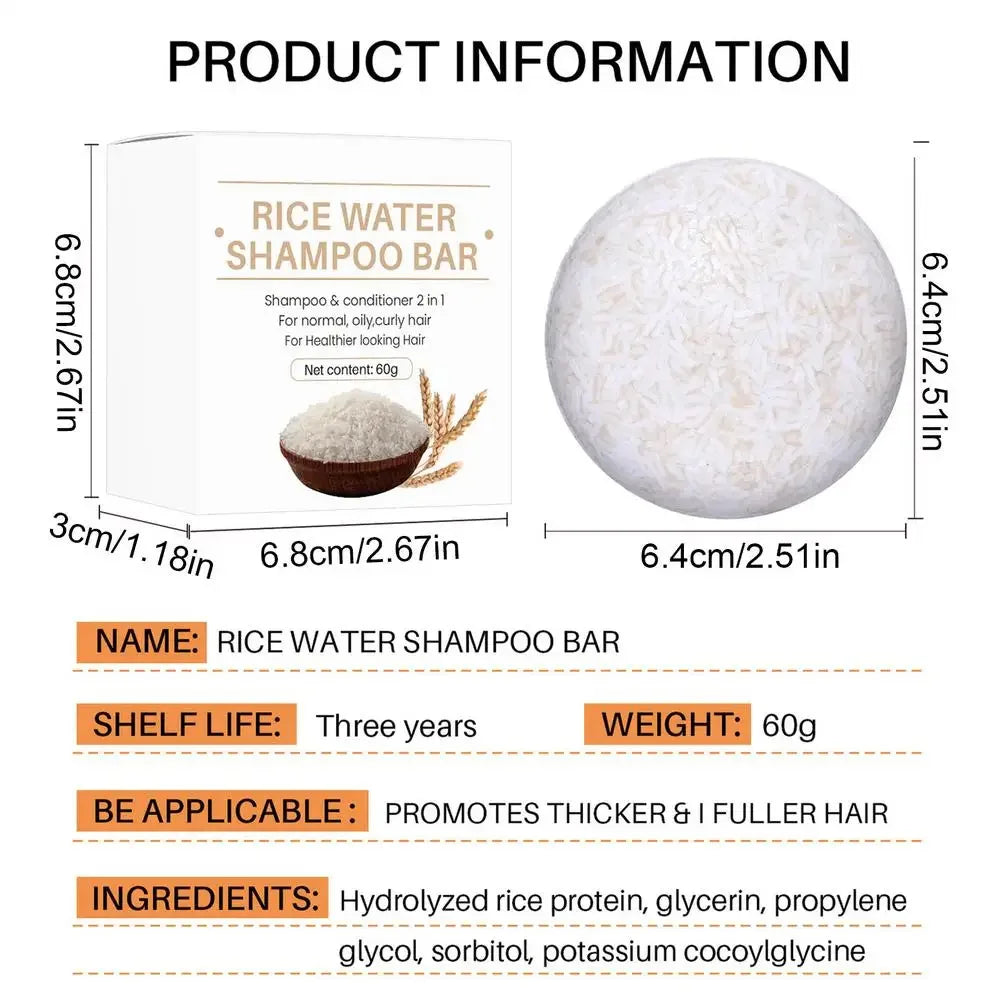 1/2/3pcs Organic Rice Shampoo Soap Bar Cleanses Oil Free Conditioning Soap Rice Water Protein Nourishing Hair Growth Soap Bar