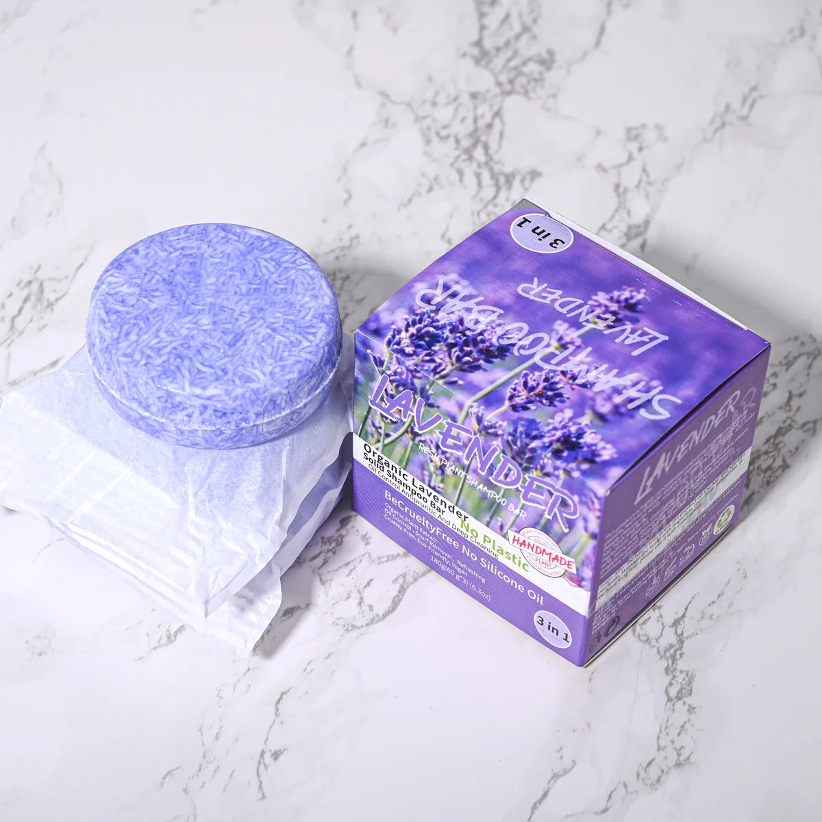 3-Pack Lavender Essential Oil Solid Shampoo Bars – Silicone-Free Oil Control Shampoo Soap for Refreshing Clean Scalp & Hair