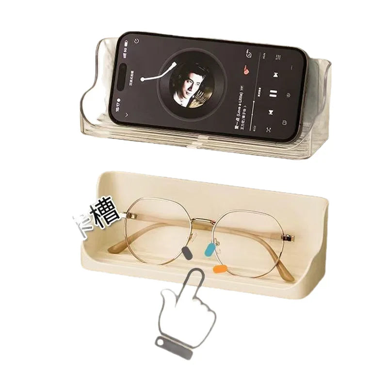 Adhesive Wall Mounted Glasses Holder for Bedside Storage