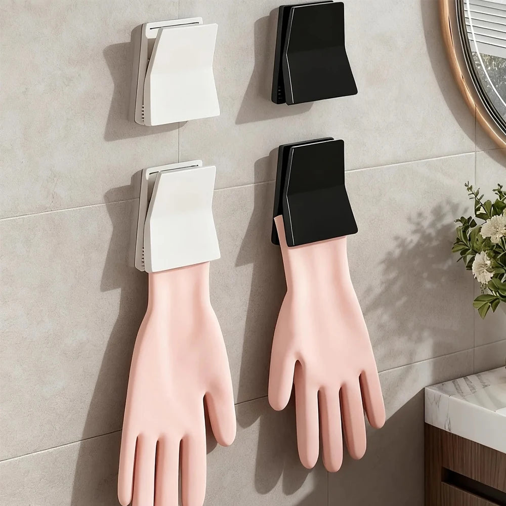  Kitchen Rubber Glove Holder Towel Clips Dishwashing Gloves Hook Dish Cloth Holder Wall Mount Storage Rack Hanger Accessories