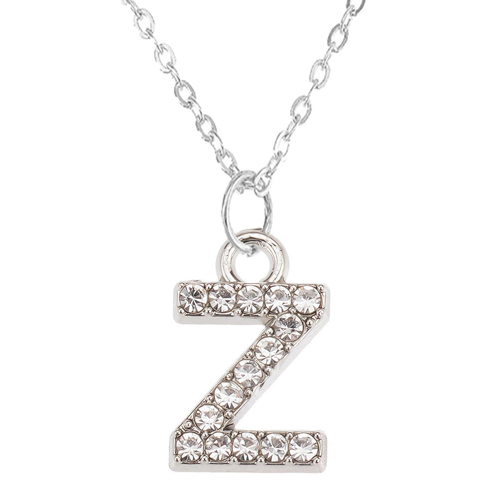 Fashion Shining A-Z Letter Pendant Charm Necklace 26 Initial Alphabet Name Clavicle Chain Party Valentine's Day Jewelry Gift Z