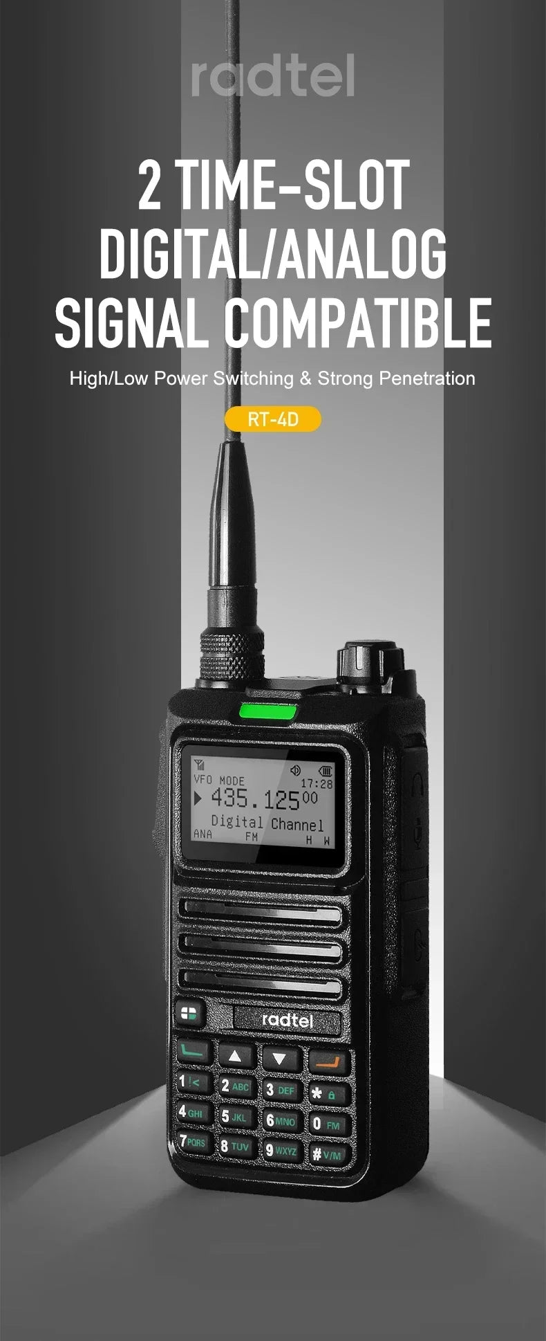 Radtel RT-4D DMR Radio Digital Walkie Talkie Dual Mode Analog Two Way Radio Dual Time Slot Ham Radio 1024 Channels - Dicrodelights