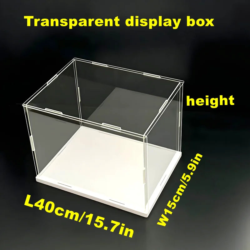 Acrylic Display Box with White Base for Models and Figures L W 40x15cm