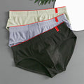 1/3PCS Men Briefs Mid Waist Elastic Soft Breathable Anti-septic U Convex Striped Solid Color Casual Men Underpants underwear men 3PC3220-9