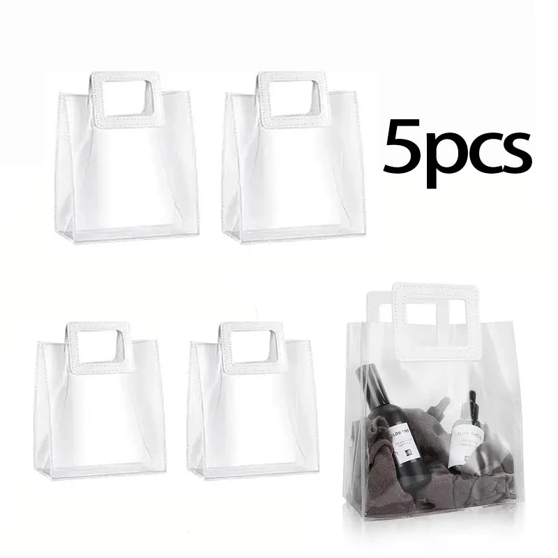 5/15/20pc PVC Gift Bags Packing Bag with Handle Wedding Accessories Festival Souvenir Party Present Candy Jewelry Packaging Home Clear-5pcs Other 20x18x10cm