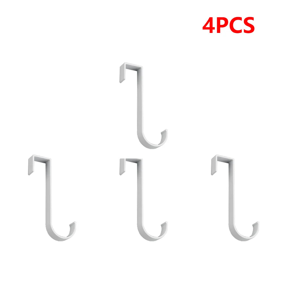 Aluminium Over Cabinet Door Hook for No Drill Bedroom Storage 4pcs white