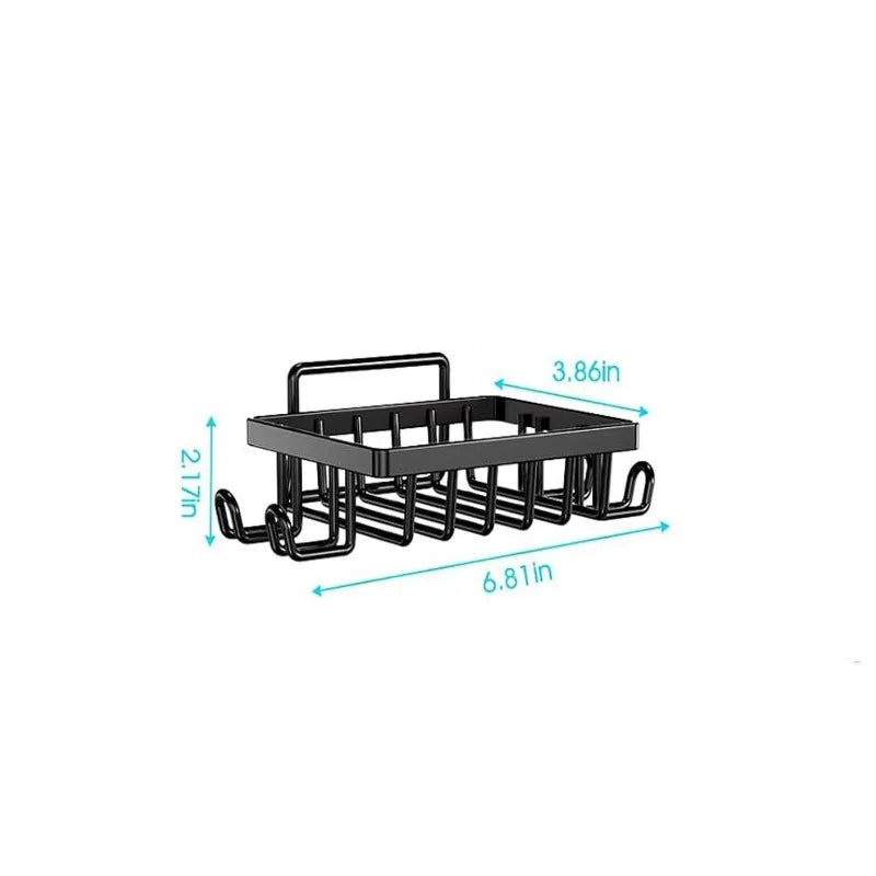 Iron No Drill Shower Caddy with Drainage and Storage Hooks Soap rack