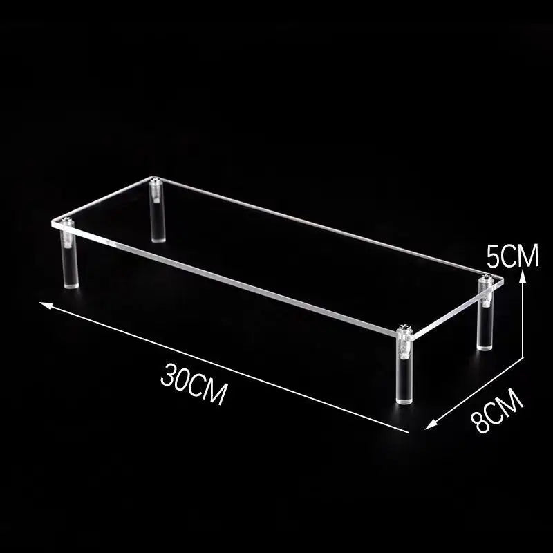 Tiered Display Stand with Clear or Wood Effect Shelves 1-30x8cm