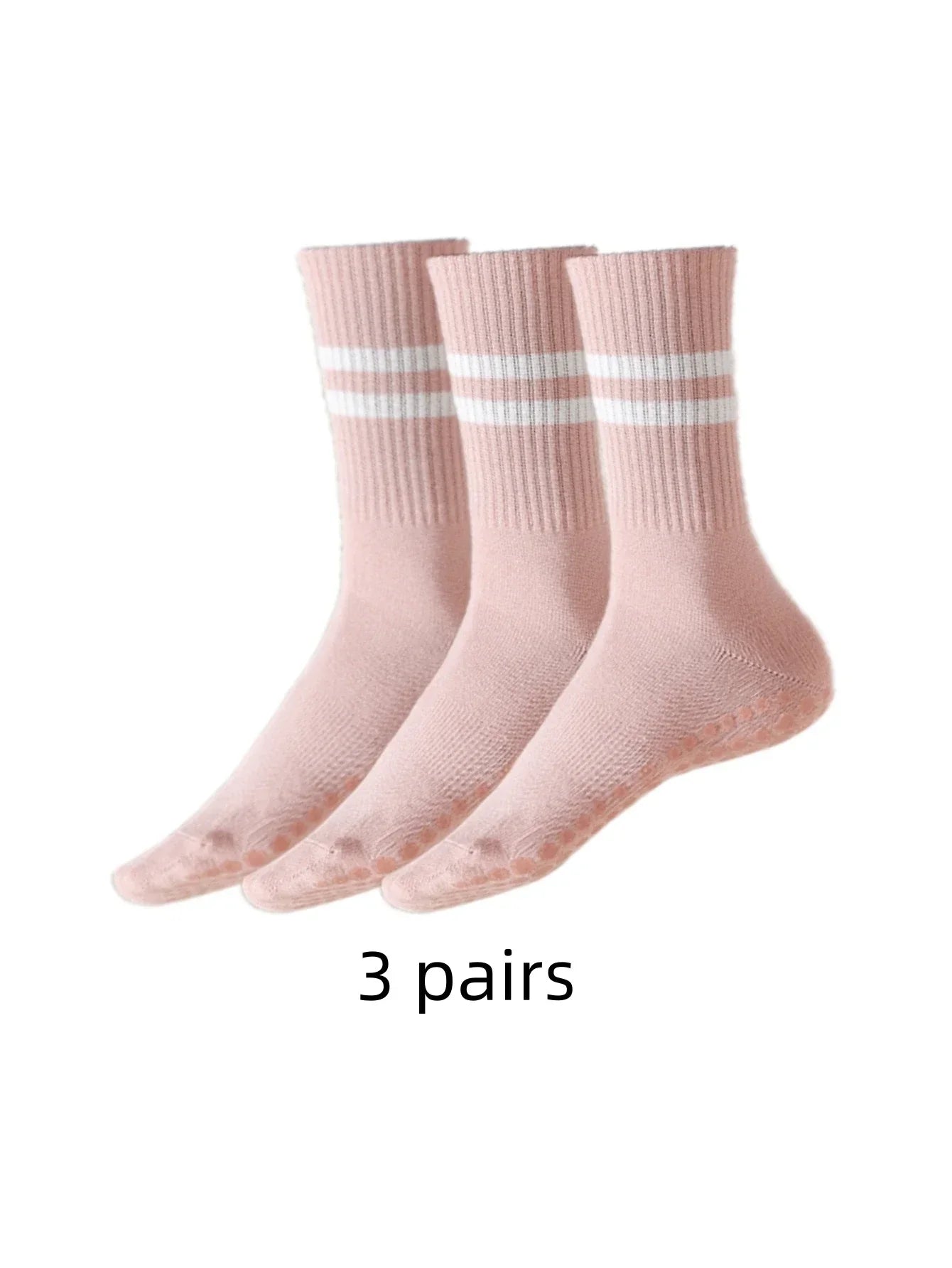1/3/6/10 Pair Anti Slip Yoga Socks Female Medium Tube Socks lady Anti Slip Silicone Indoor Fitness Pilates Women's Sports Socks Pink