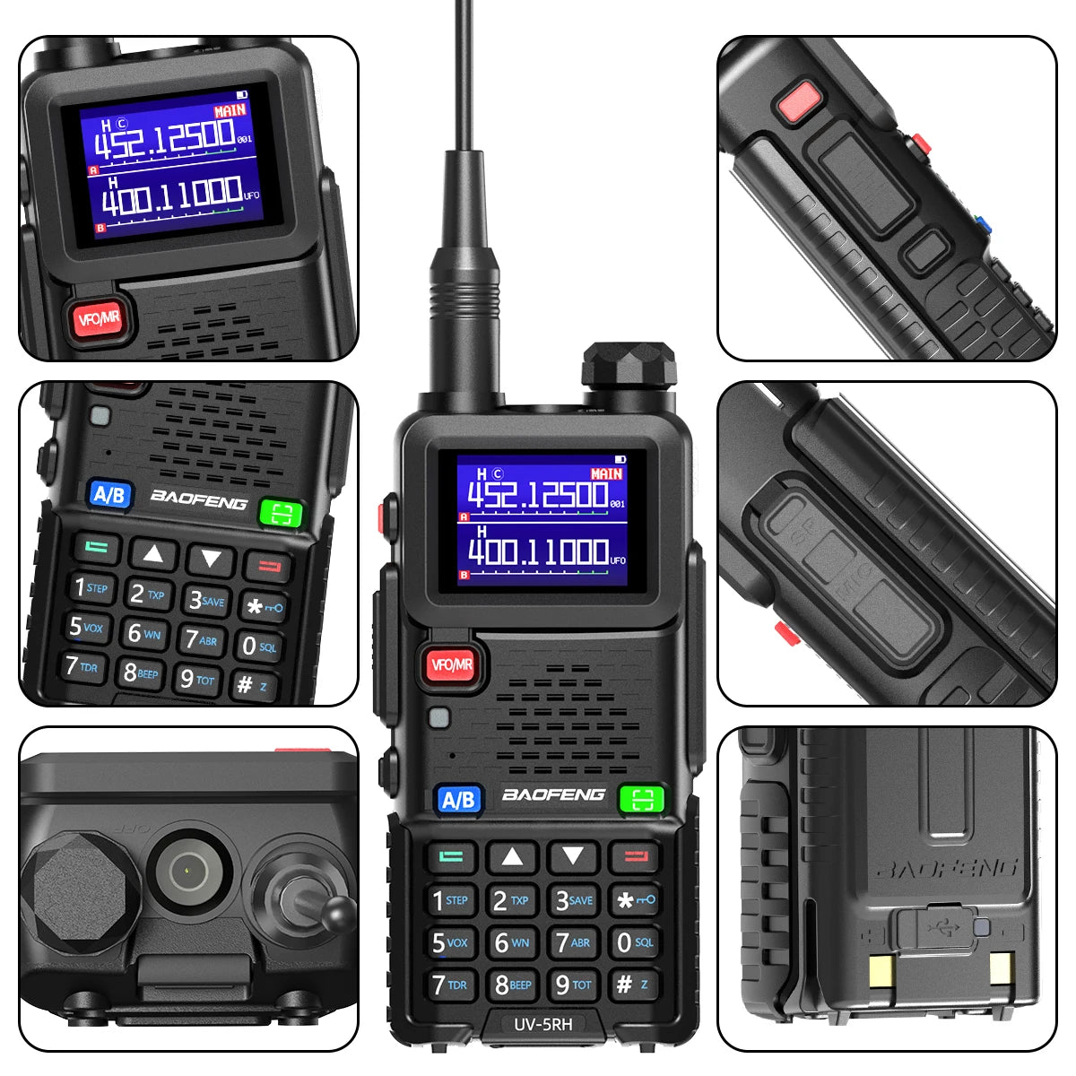 Baofeng UV-5RH 10W Walkie Talkie Long Range Ham Radio Type-C Charging Air Band Two-Way Wireless Transceiver - Dicrodelights