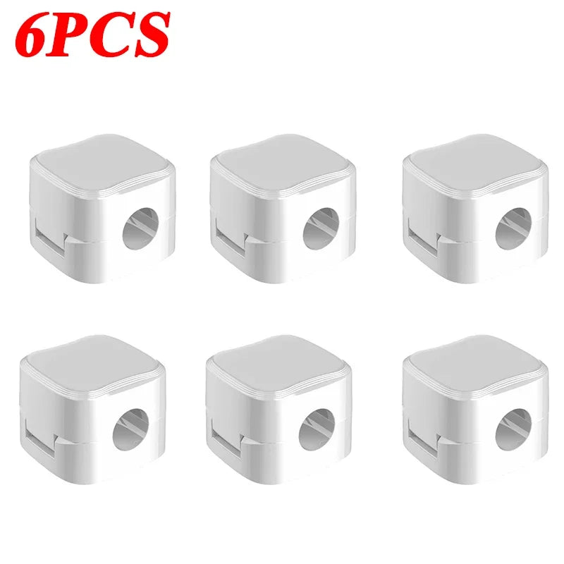 Adhesive Magnetic Cable Holders for Desk Charging Leads 6PCS White