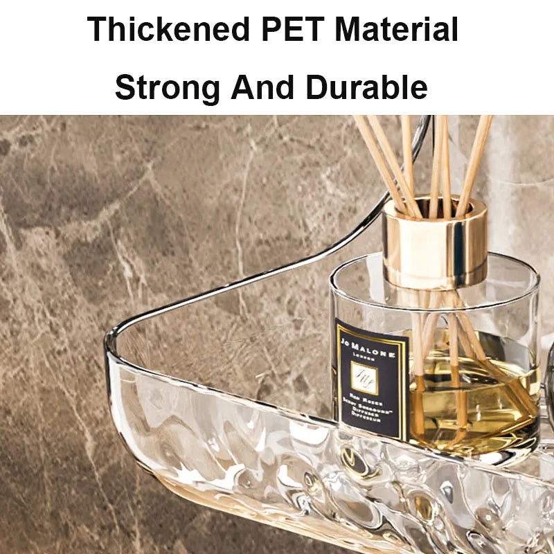 Clear Plastic No Drill Bathroom Shelf for Toiletry Storage