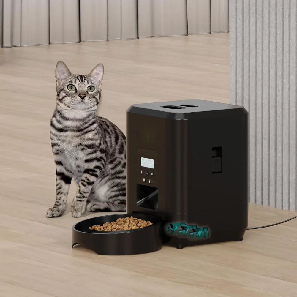 Smart Pet Feeder Automatic Cat Feeder Dog Slow Food Machine With Timed Quantitative Automatic Cat Food Dispenser Cat Dog Bowl Black WIFI Feeder