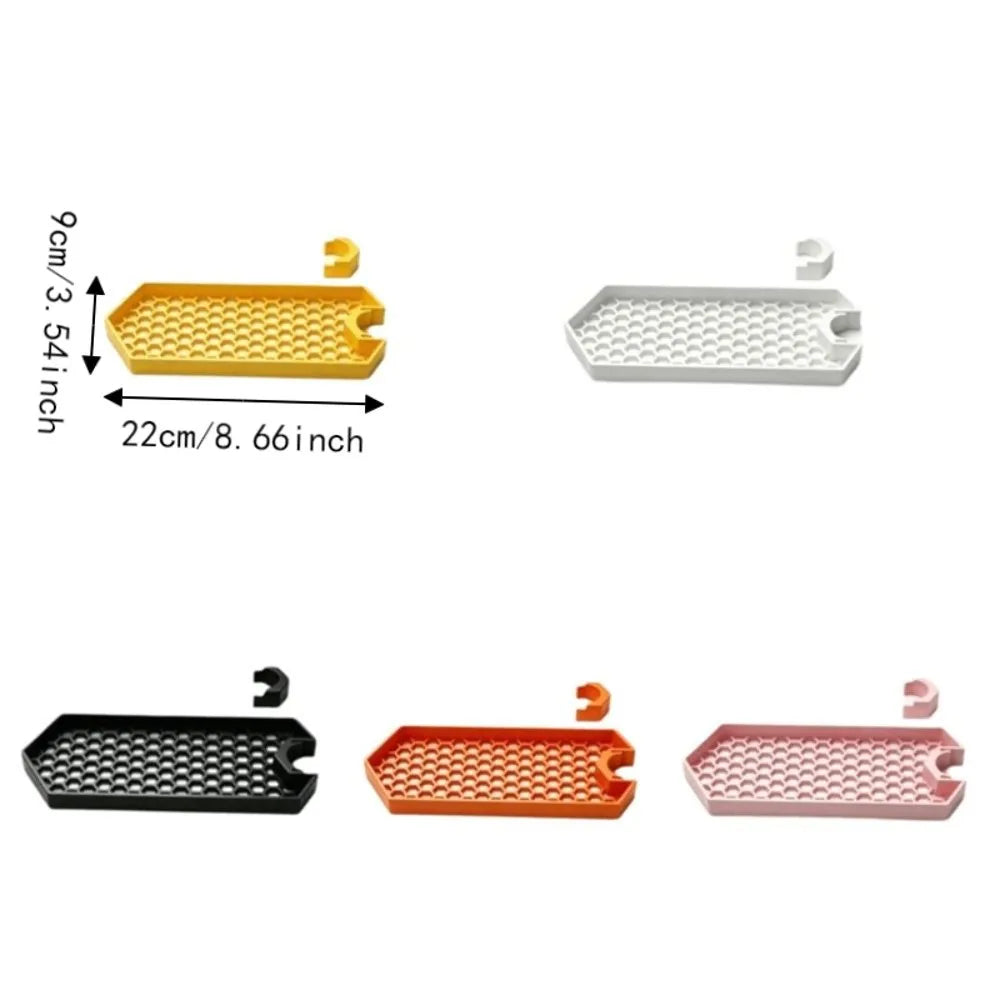 ABS Shower Pole Storage Tray with Honeycomb Drainage Base