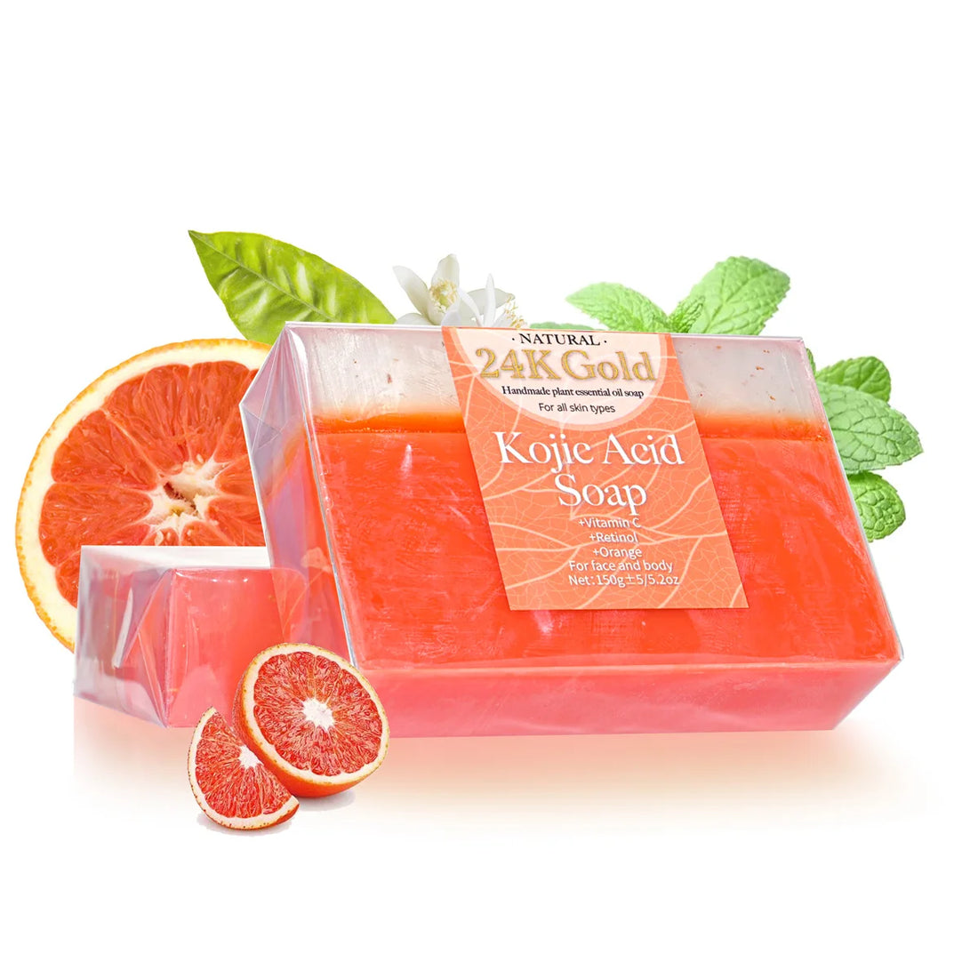 150g Kojic Acid Brightening Cleansing Soap – Deep Cleaning Moisturizing Handmade Facial & Body Soap for Even Skin Tone LEMON