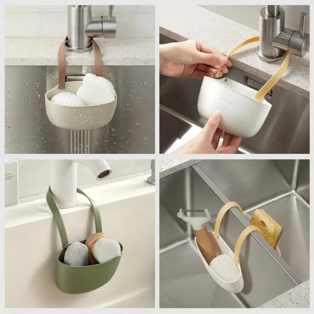 Hanging Sink Basket with Adjustable Strap for Sponges