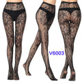 Women Sexy Fishnet Tights Jacquard Weave Seamless Pantyhose Yarns Garter Grid Fish Net Stockings Black Spider Gothic Lace Tights V6003 One Size
