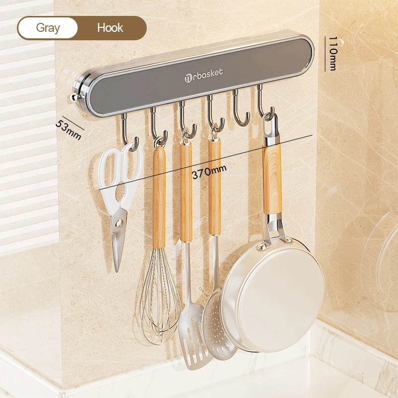 Kitchen Shelf Multifunctional Storage Rack Wall Mounted Non Perforated Suction Cup Household Storage Gray 1 M 1-tier