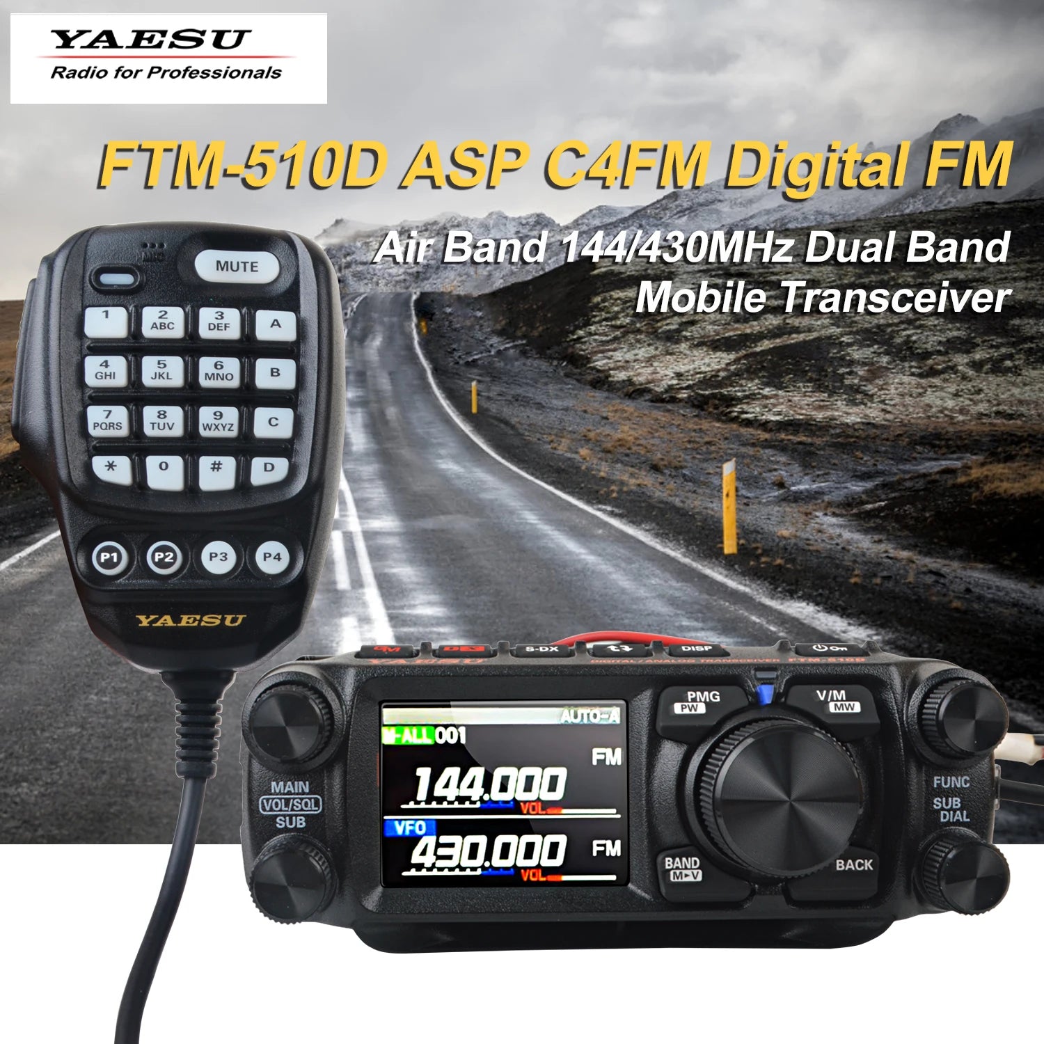 Walkie Talkie Yaesu FTM-510D ASP C4FM/FM 55/50W 144/430mhZ Dual Band Mobile Transxciver with Super-DX and ASP Default Title
