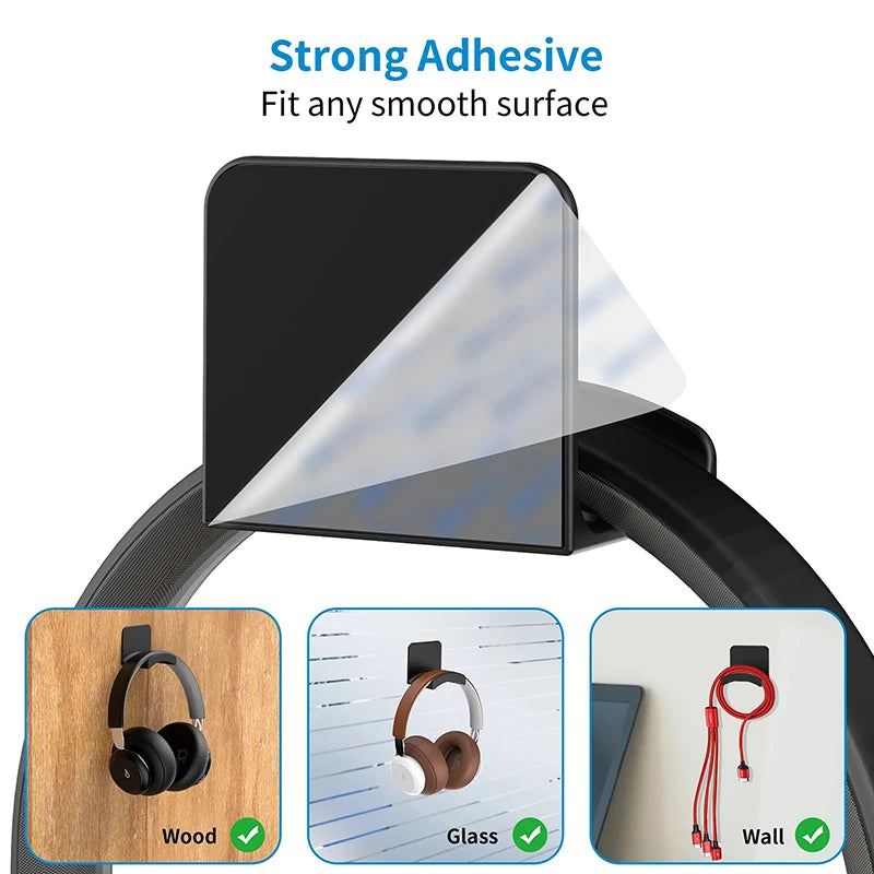 Adhesive Wall Mounted Headphone Holder for Desk Setups