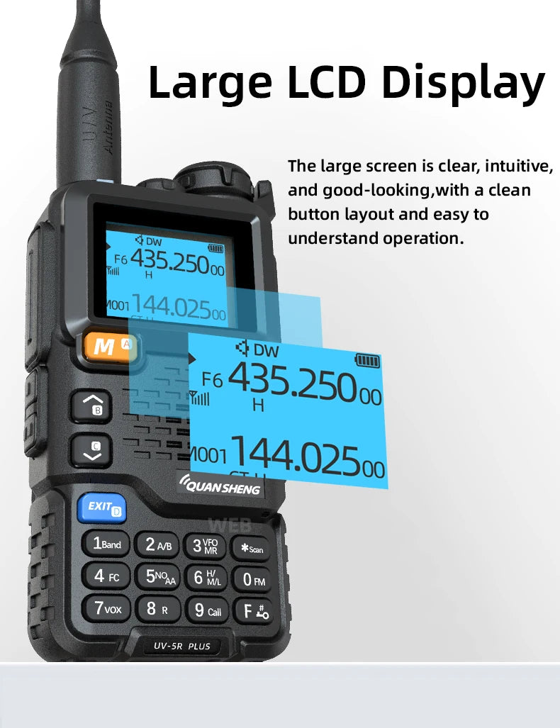 Quansheng UV-5R Plus Dual Band Walkie Talkie – Long Range UHF/VHF Two-Way Radio with NOAA Weather - Dicrodelights