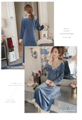 Plus Size 5XL Sleep Dress Women Winter Long Sleeve Sexy Luxury Velvet Spring Autumn Winter Style Korean Version Velvet Nightgown