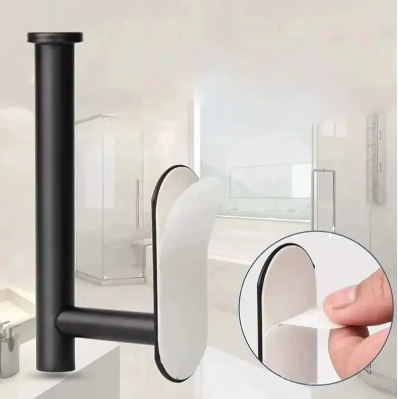 Self Adhesive Toilet Roll Holder in Black or White