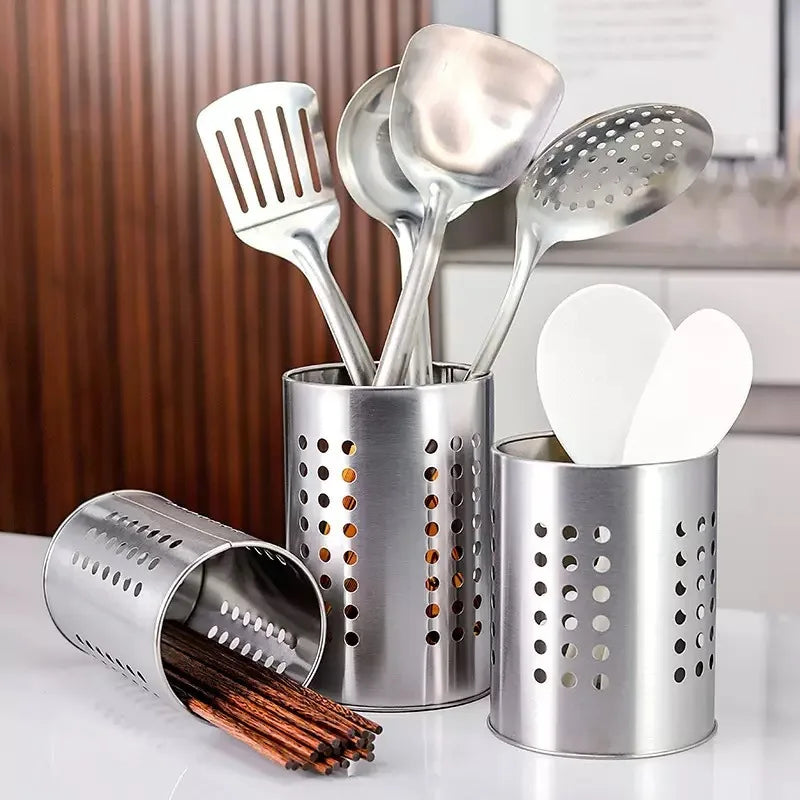 Multifunctional Stainless Steel Tableware Drainer Rack, Efficient Draining Utensil Caddy to Keep Countertop Tidy in Kitchen