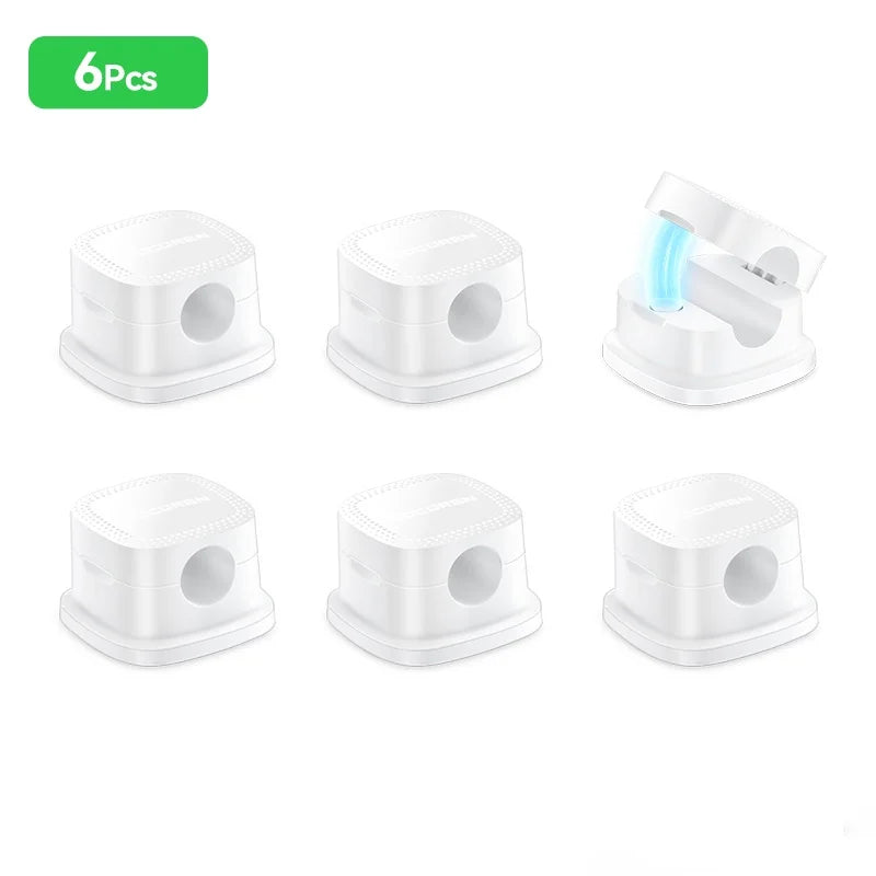 Self Adhesive Magnetic Desk Cable Clips for Charging Leads White 6PCS