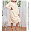 Women's Nightdress Winter Warm Nightgown Thicken Flannel Long Sleeved T-shirt Tops Soft Coral Fleece Pyjama Dress Home Clothing