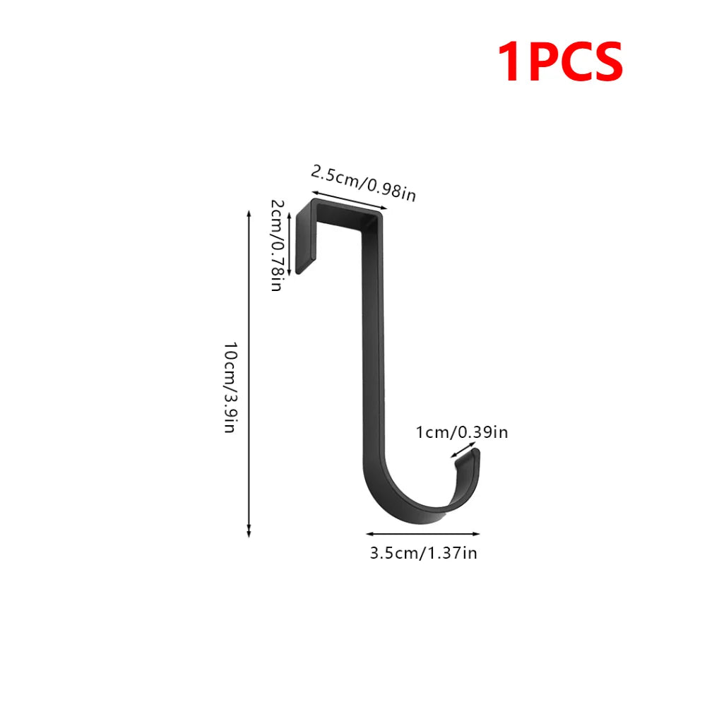 Aluminium Over Cabinet Door Hook for No Drill Bedroom Storage 1pcs Black