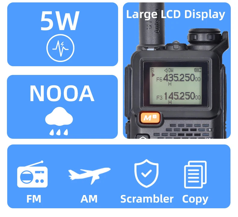 Quansheng UV-5R Plus Dual Band Walkie Talkie – Long Range UHF/VHF Two-Way Radio with NOAA Weather - Dicrodelights