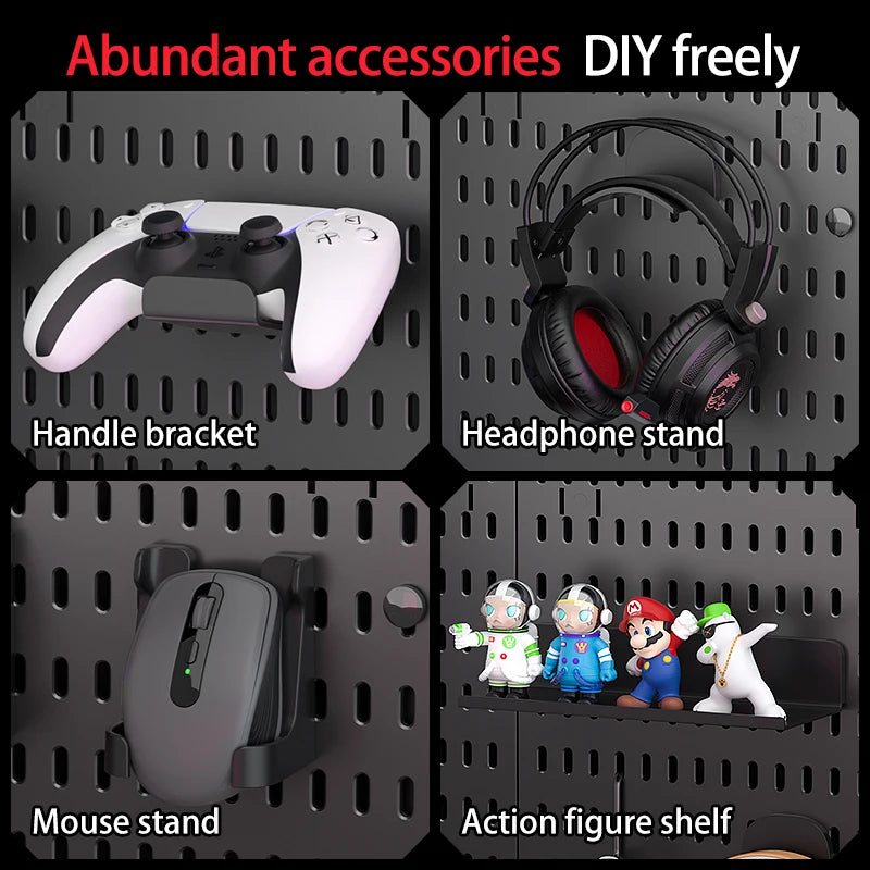 No-Drill Clamp-On Standing Pegboard Storage Organizer, Desktop Rack with DIY Accessories, Office Desk Stationery Holder