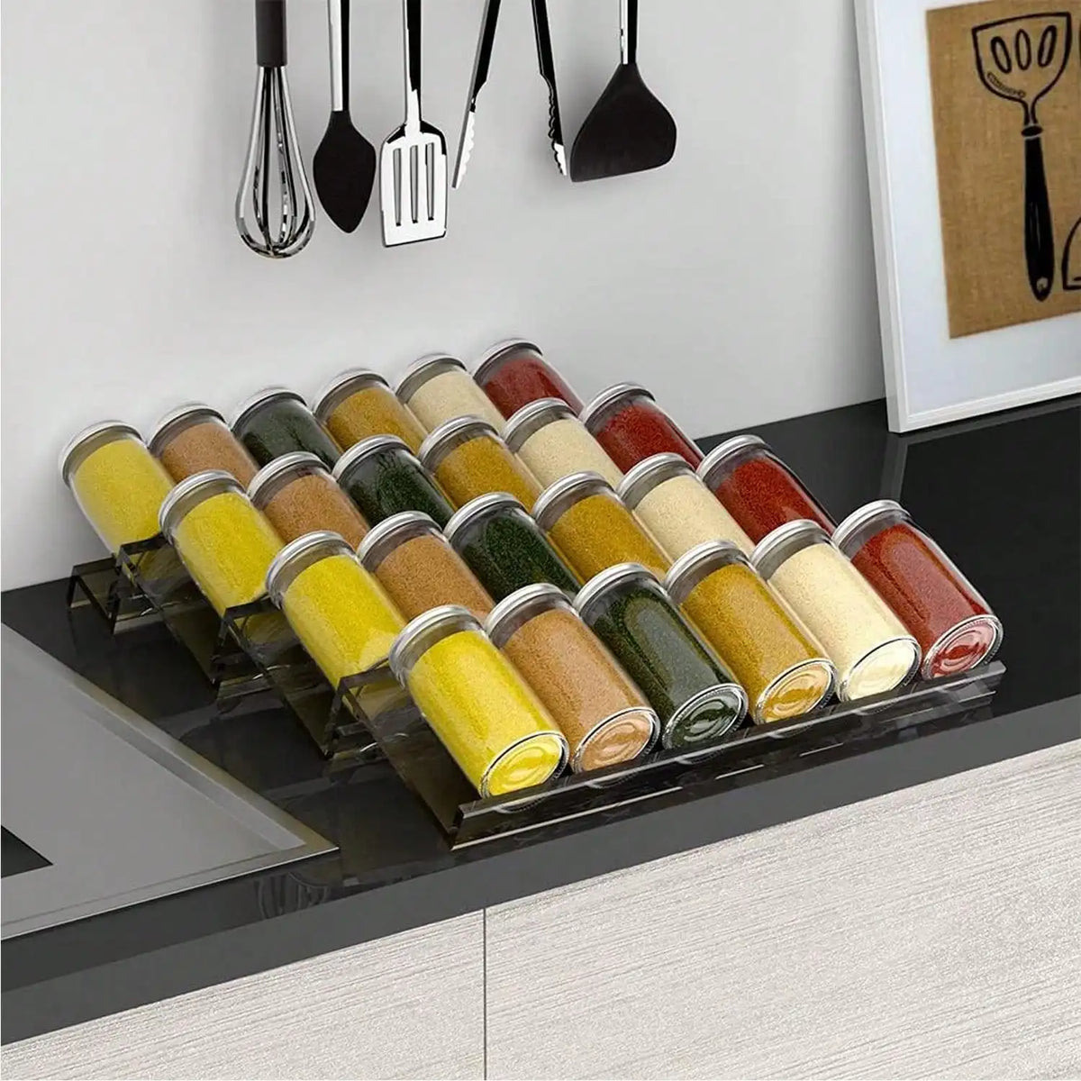Expandable ABS Spice Drawer Organiser for Kitchen Jars