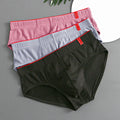1/3PCS Men Briefs Mid Waist Elastic Soft Breathable Anti-septic U Convex Striped Solid Color Casual Men Underpants underwear men 3PC3220-8