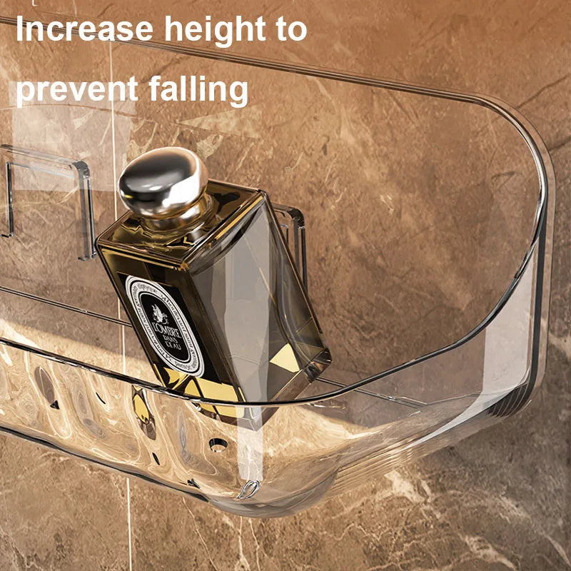 Clear Plastic No Drill Bathroom Shelf for Toiletry Storage