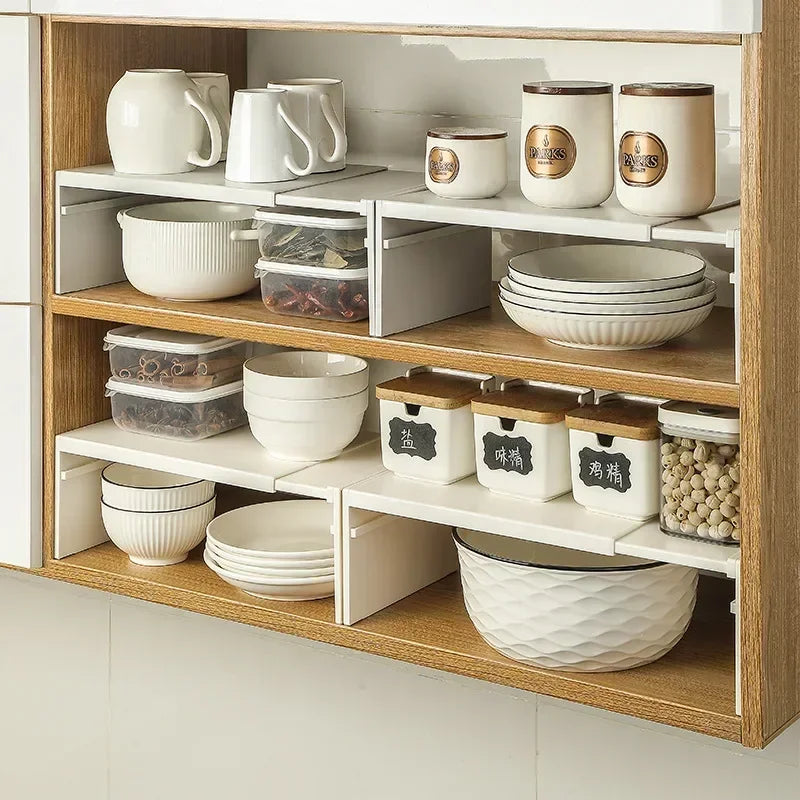 Kitchen Cupboard Shelf for Tidy Dish and Spice Storage