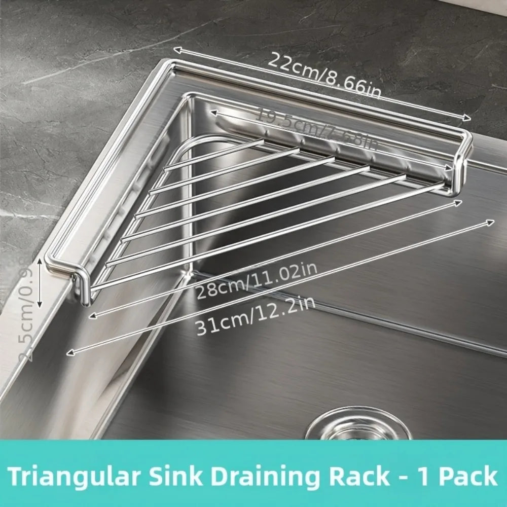 Stainless Steel Corner Sink Rack for Sponges and Cloths