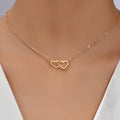 Tiny Cute Double Hollow Heart Chain Necklace Women Fashion Love Necklace Valentine's Day Jewelry for Women Golden