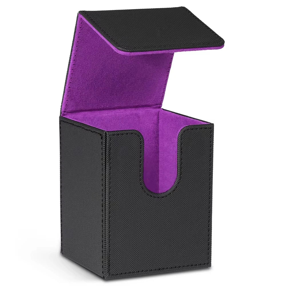 Trading Card Deck Box with Magnetic Flap and Colour Options Black-Purple
