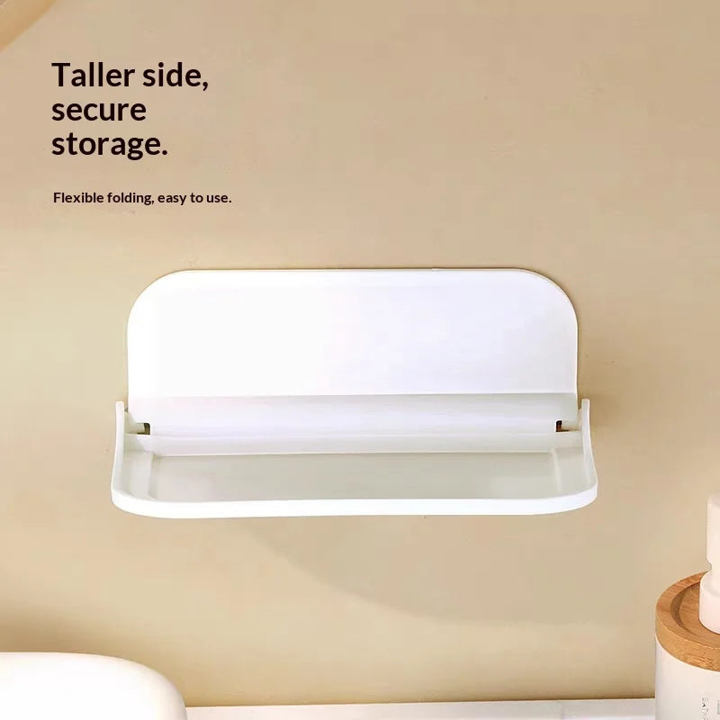 Small Foldable Wall Shelf for Bedside Phone and Glasses Storage