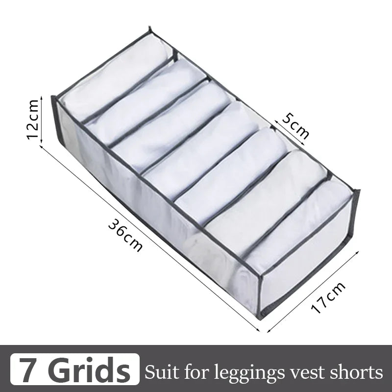 Fabric Bra Drawer Organiser for Sports Bras Socks and Underwear 7grids-grey4