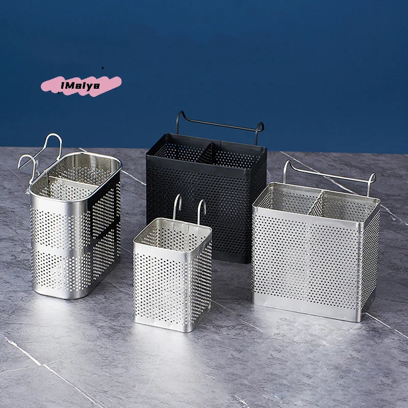 Stainless Steel Cutlery Drainer with Hanging Hooks for Kitchens