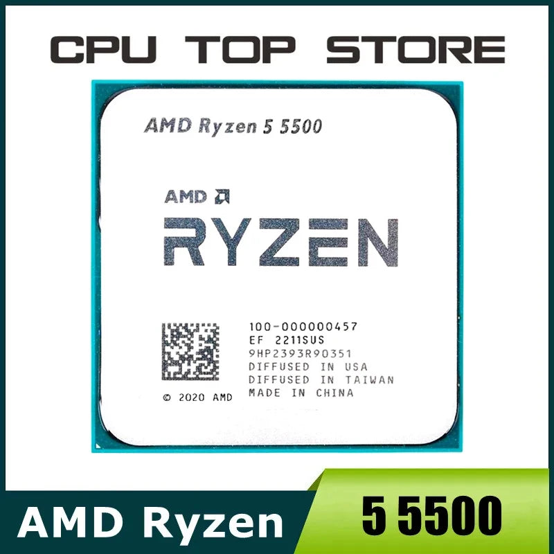 AMD Ryzen 5 5500 R5 5500 3.6GHz 6-Core 12-Thread CPU Processor 7NM L3=16M 100-000000457 Socket AM4 No Fan Default Title